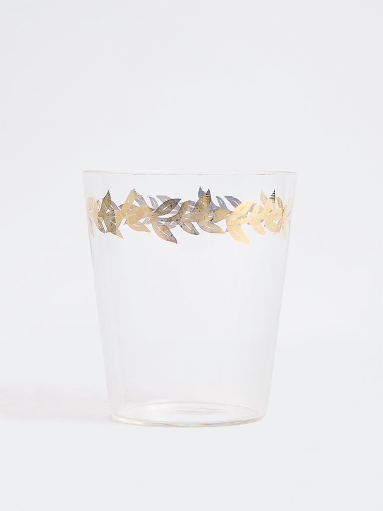 Westside Home Gold Leaf Design Water Glass