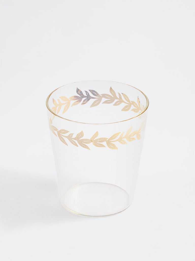 Westside Home Gold Leaf Design Water Glass