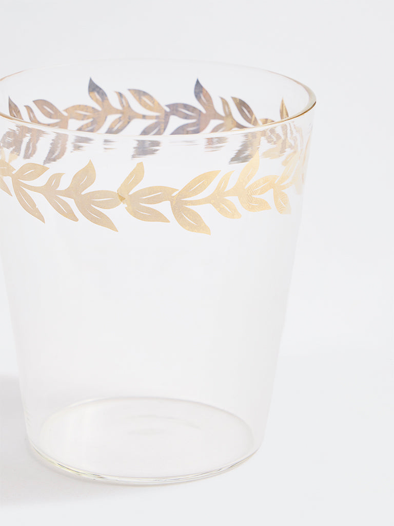 Westside Home Gold Leaf Design Water Glass