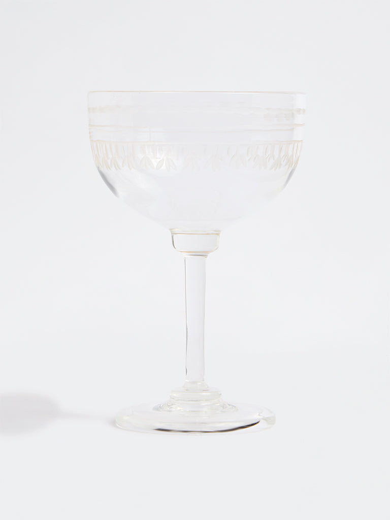 Westside Home Clear Floral Laser Etched Coupe Glass