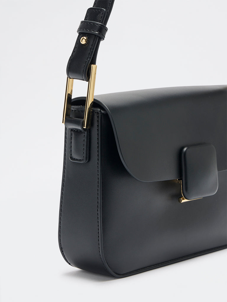 Pome Luxe Paris Flap Closure Leather Sling Bag