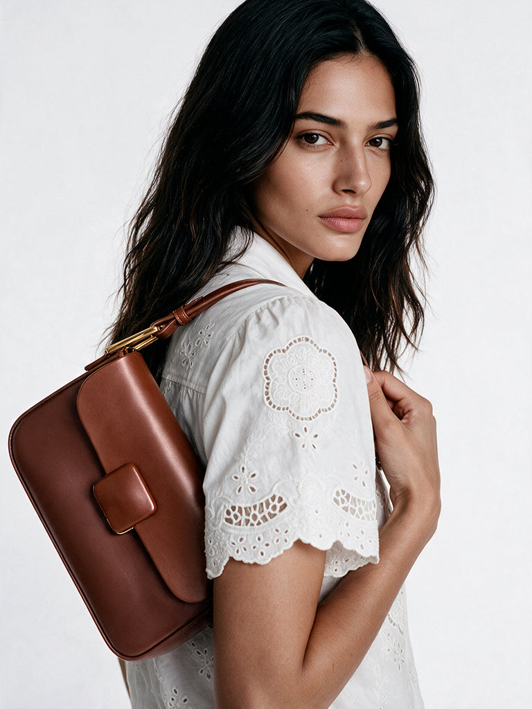 Pome Luxe Paris Flap Closure Leather Sling Bag