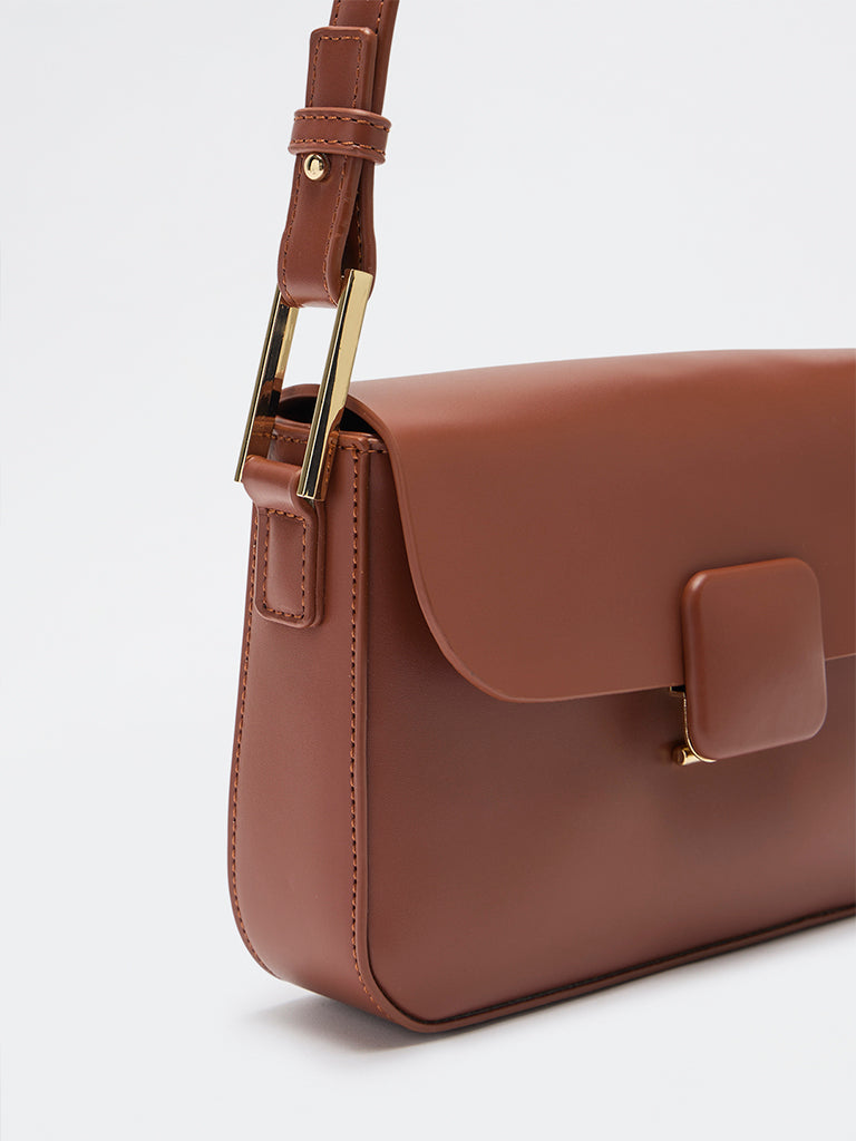 Pome Luxe Paris Flap Closure Leather Sling Bag