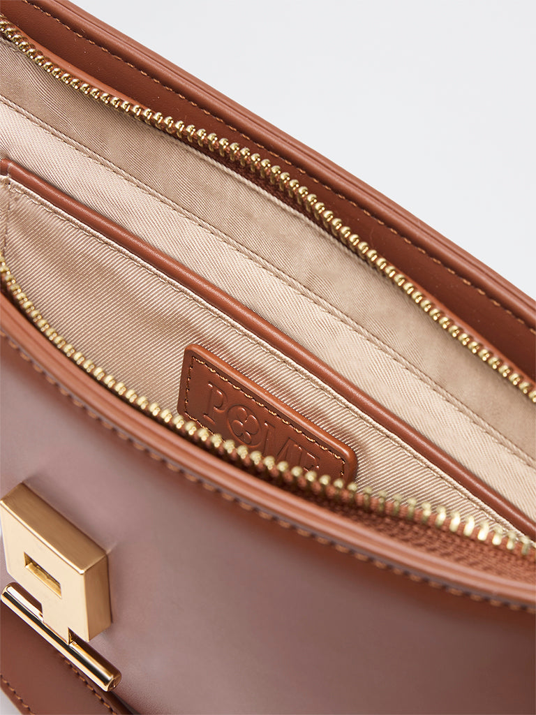 Pome Luxe Paris Flap Closure Leather Sling Bag