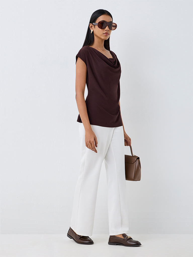 Wardrobe Dark Brown Cowl-Neck Top