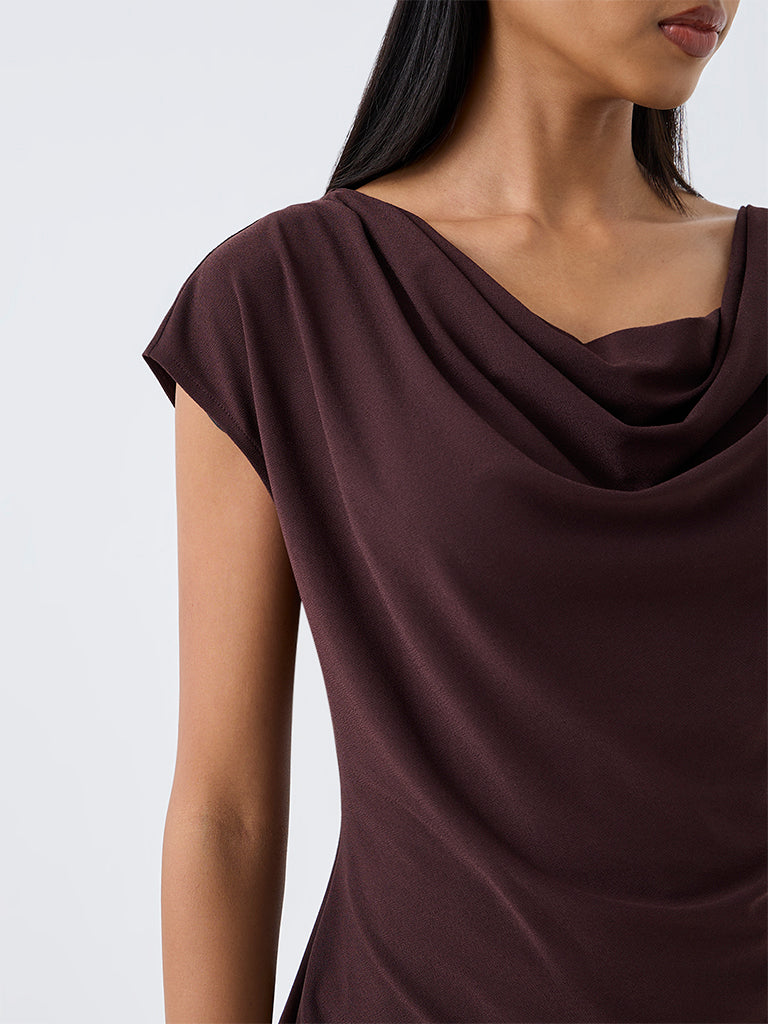 Wardrobe Dark Brown Cowl-Neck Top