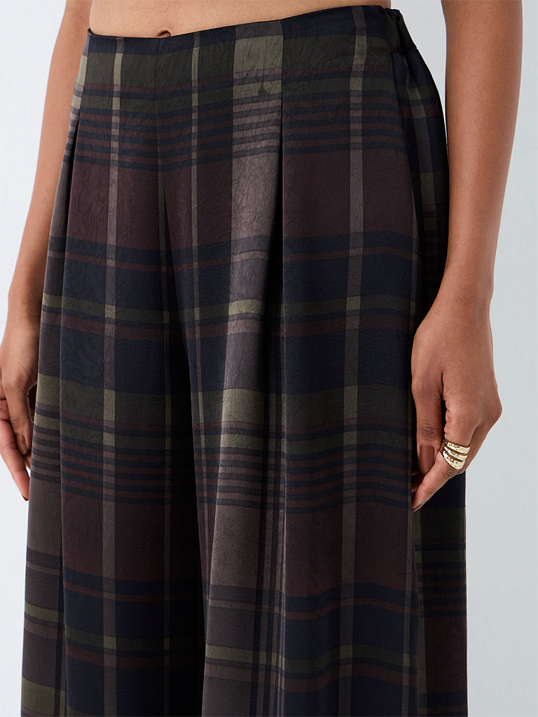 Wardrobe Multicolour Checkered High-Rise Flared Trousers