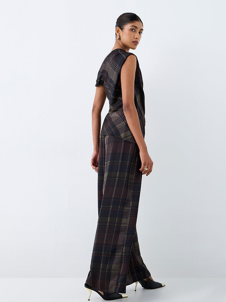 Wardrobe Multicolour Checkered High-Rise Flared Trousers