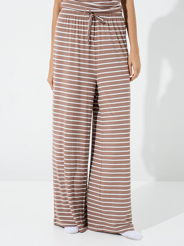 Superstar Brown Striped High-Rise Pants