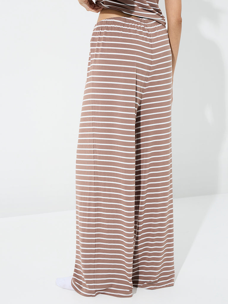 Superstar Brown Striped High-Rise Pants