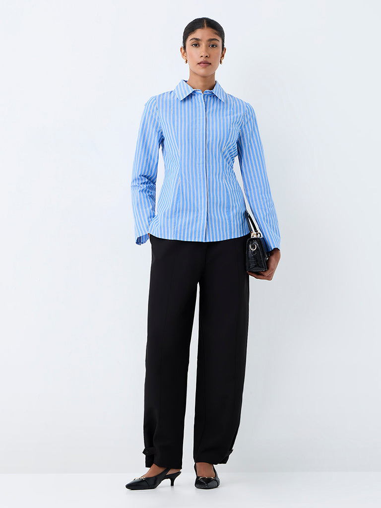 Wardrobe Light Blue Striped Cotton Shirt