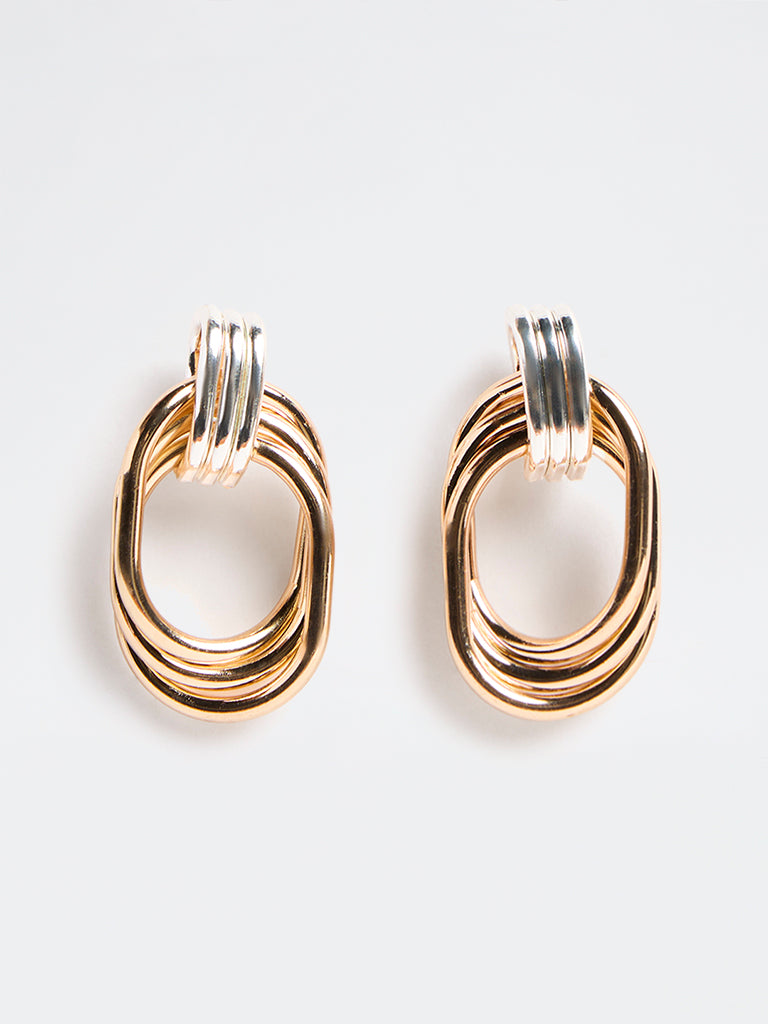 Westside Accessories Gold and Silver Multi-Loop Statement Earrings