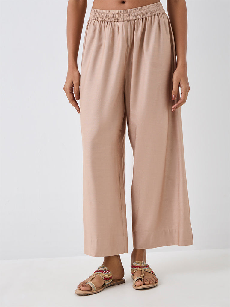 Zuba Beige Solid Pants