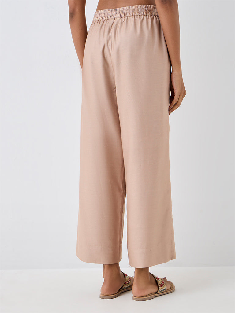 Zuba Beige Solid Pants