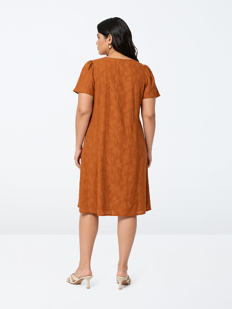 Gia Rust Floral Textured Shirt Dress