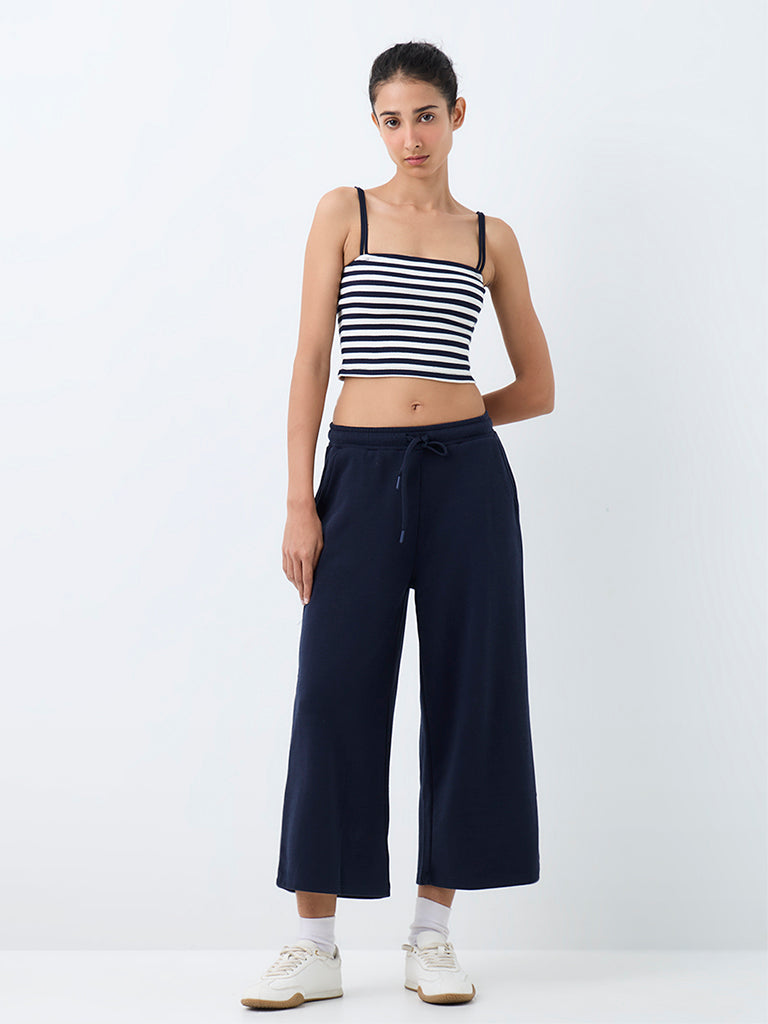 Nuoflexx Navy High-Rise Cropped Track Pants
