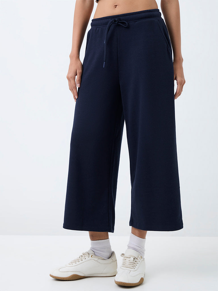 Nuoflexx Navy High-Rise Cropped Track Pants