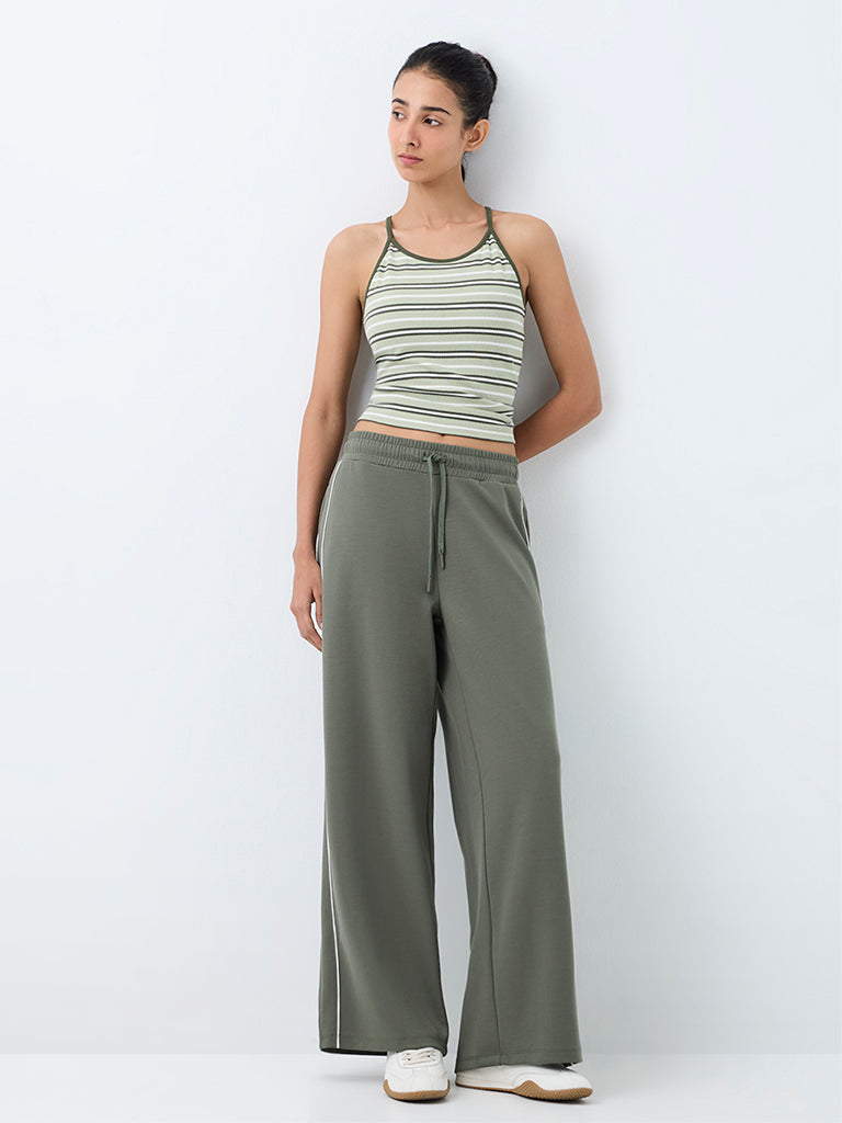 Nuoflexx Dark Sage Pipeline-Detail High-Rise Track Pants