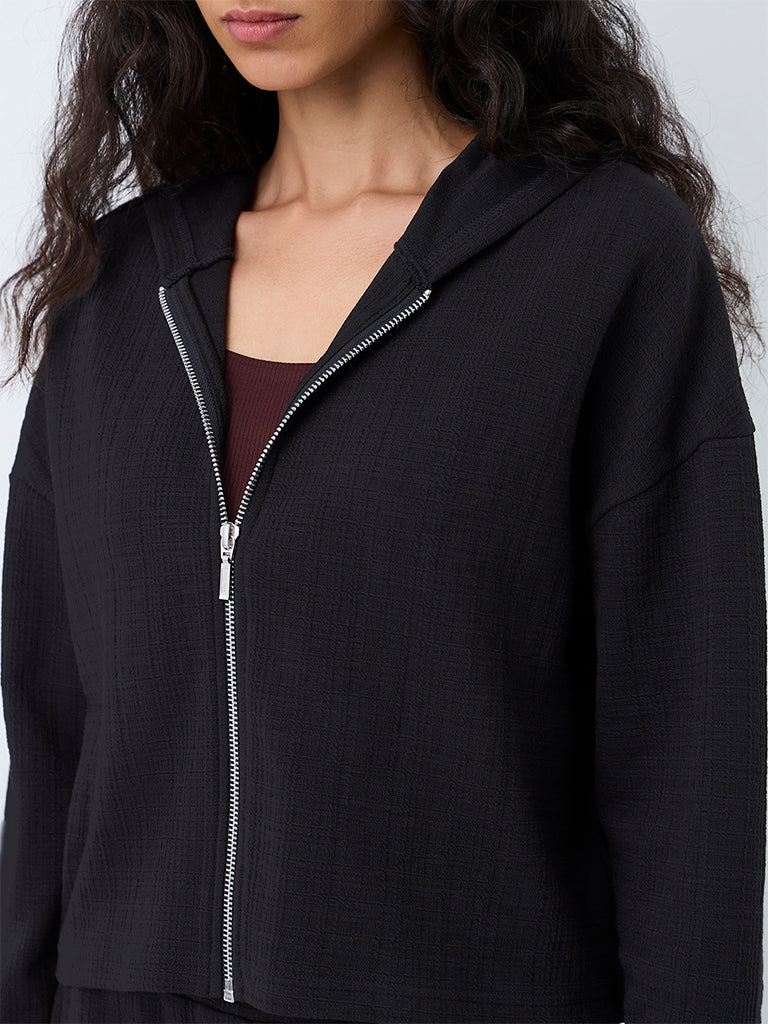 Nuoflexx Black Textured Cotton-Blend Jacket