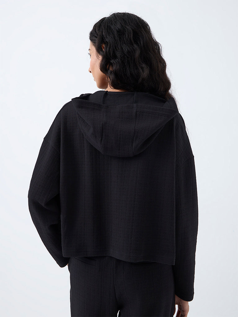 Nuoflexx Black Textured Cotton-Blend Jacket