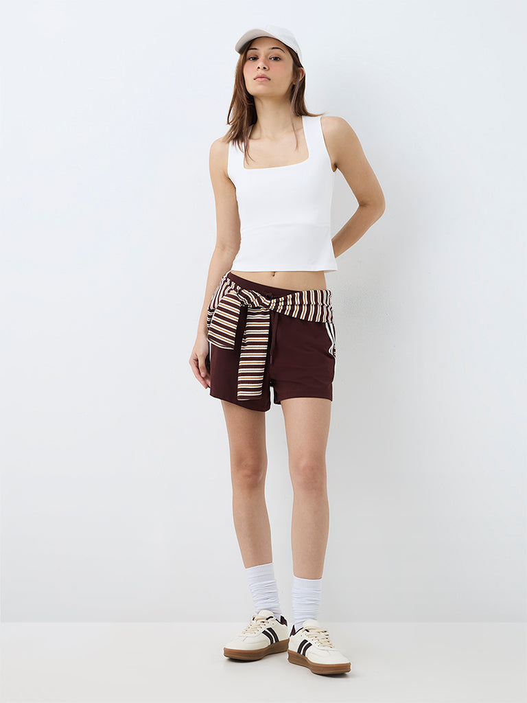 Nuoflexx White Solid Tank Top