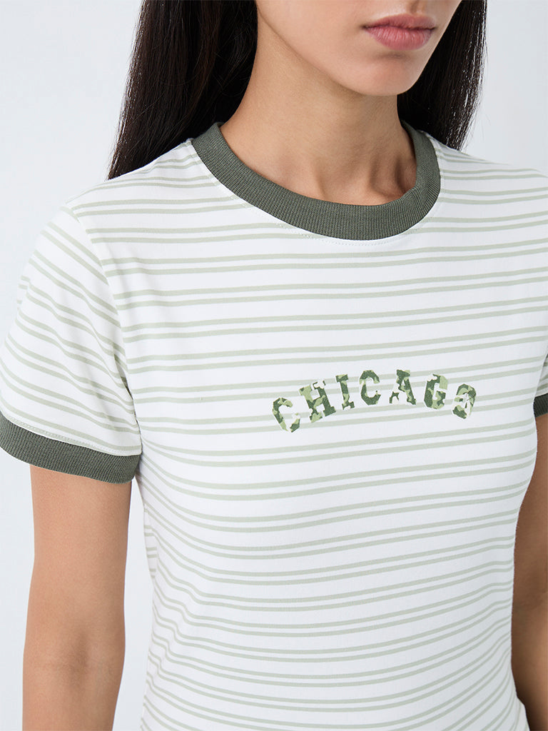 Nuoflexx Sage Striped Cotton-Blend T-Shirt