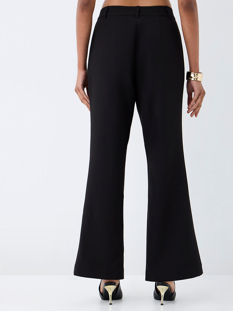 Wardrobe Black Solid High-Rise Trousers