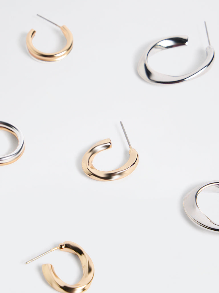 Westside Accessories Gold and Silver Multi-Hoop Earrings - Pack of 3