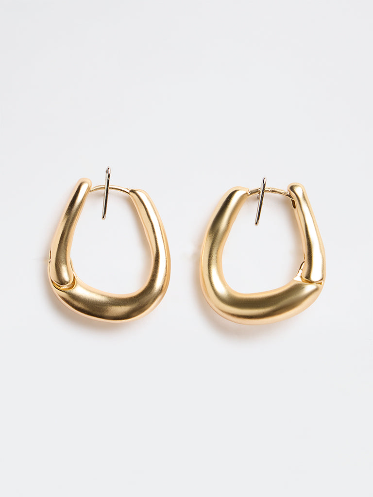 Westside Accessories Gold Wavy Hoop Statement Earrings