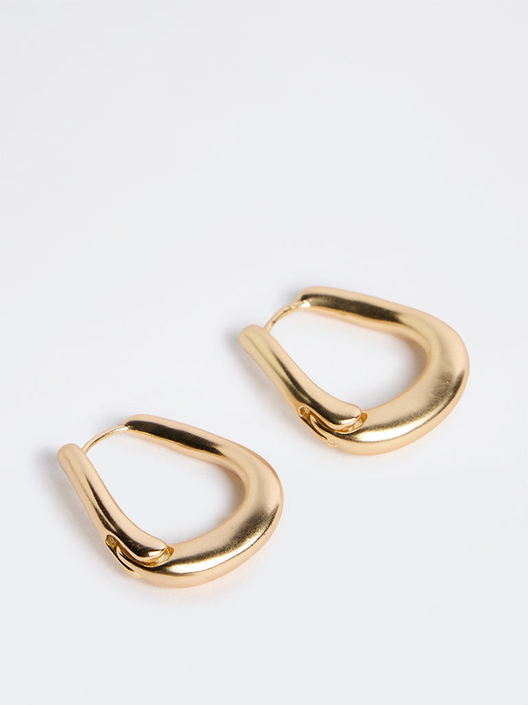 Westside Accessories Gold Wavy Hoop Statement Earrings