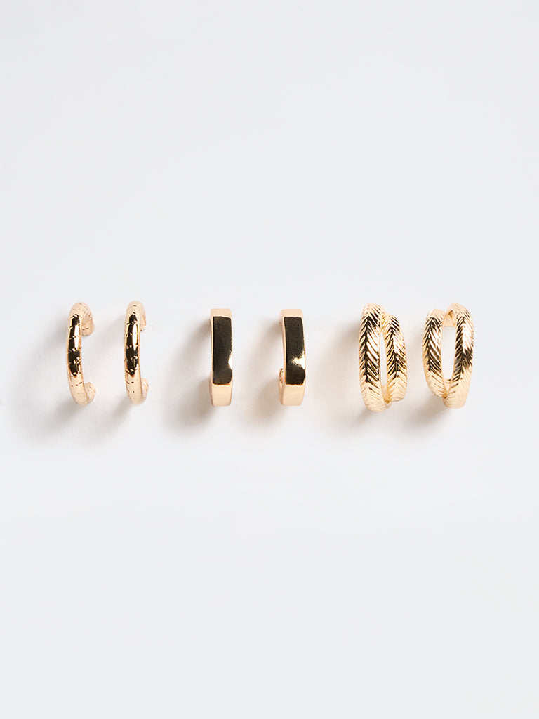 Westside Accessories Gold Multi-Hoop Earrings - Pack of 3