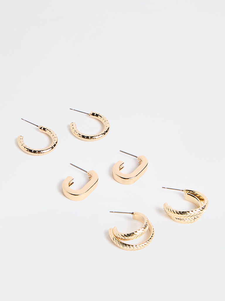 Westside Accessories Gold Multi-Hoop Earrings - Pack of 3