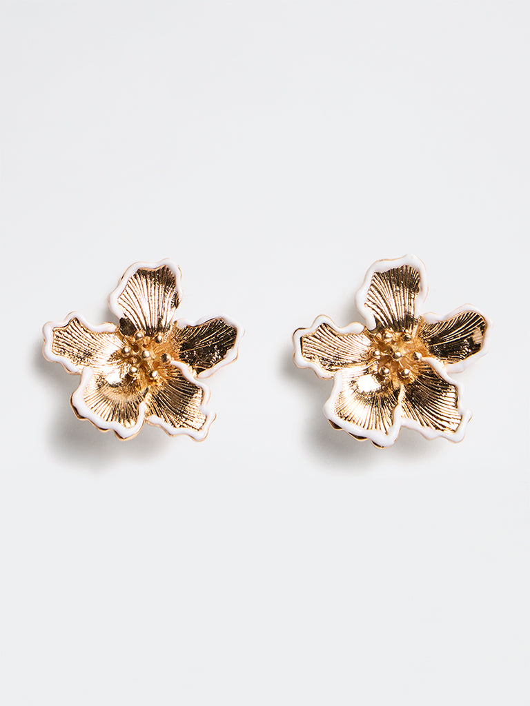 Westside Accessories Gold Floral Statement Stud Earrings
