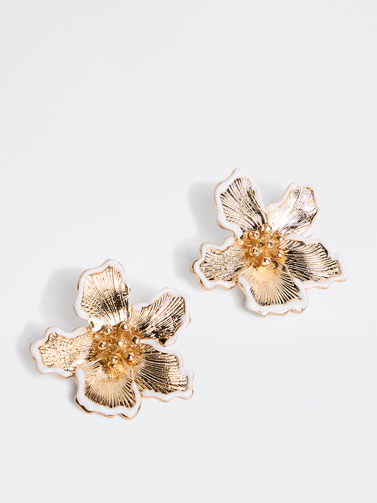 Westside Accessories Gold Floral Statement Stud Earrings