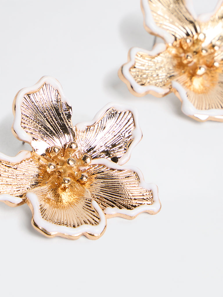 Westside Accessories Gold Floral Statement Stud Earrings