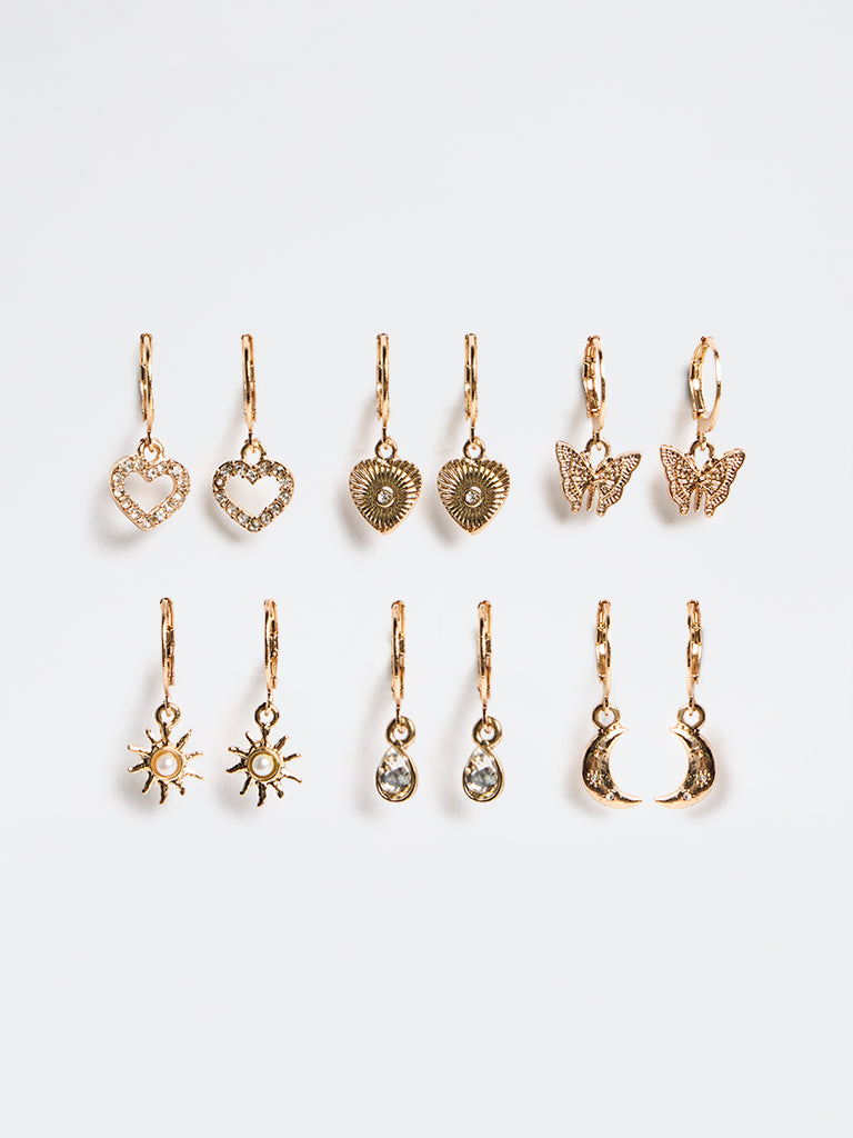 Westside Accessories Gold Multi-Hoop Assorted Earrings - Pack of 6