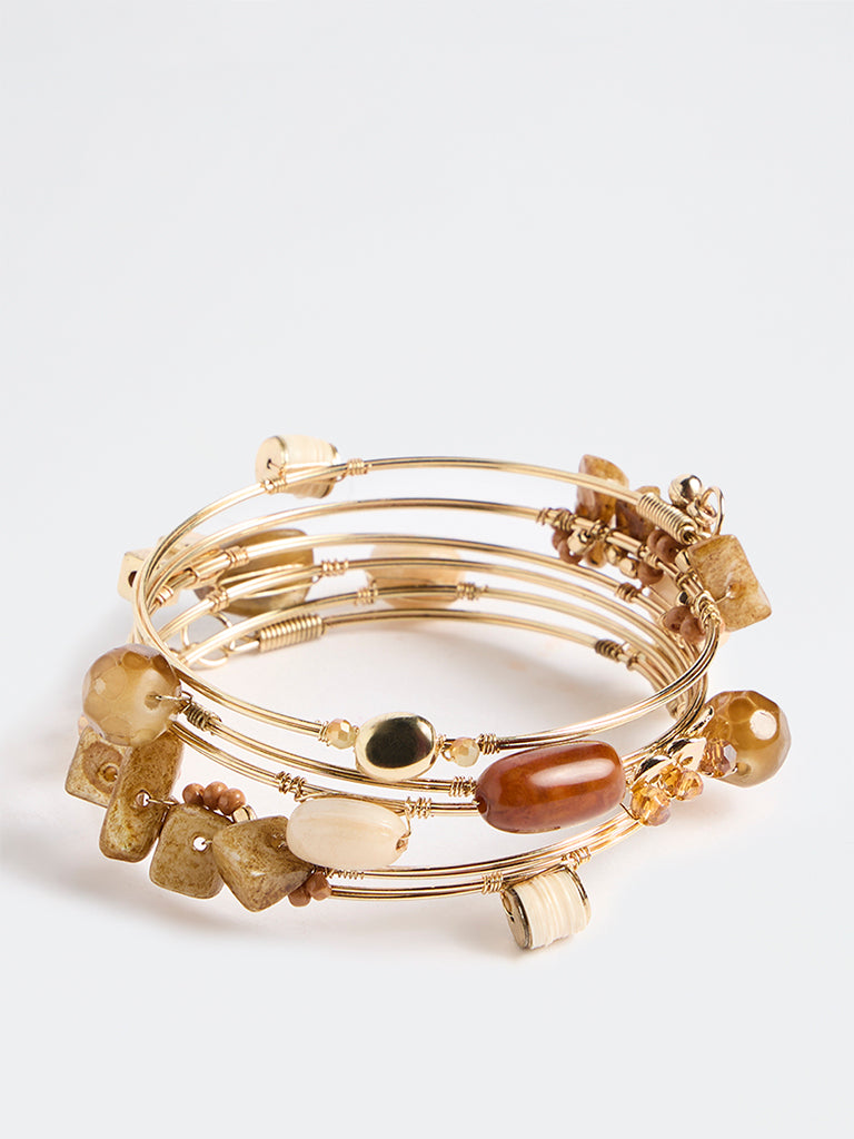 Westside Accessories Multicolour Beaded Statement Coiled Bangle