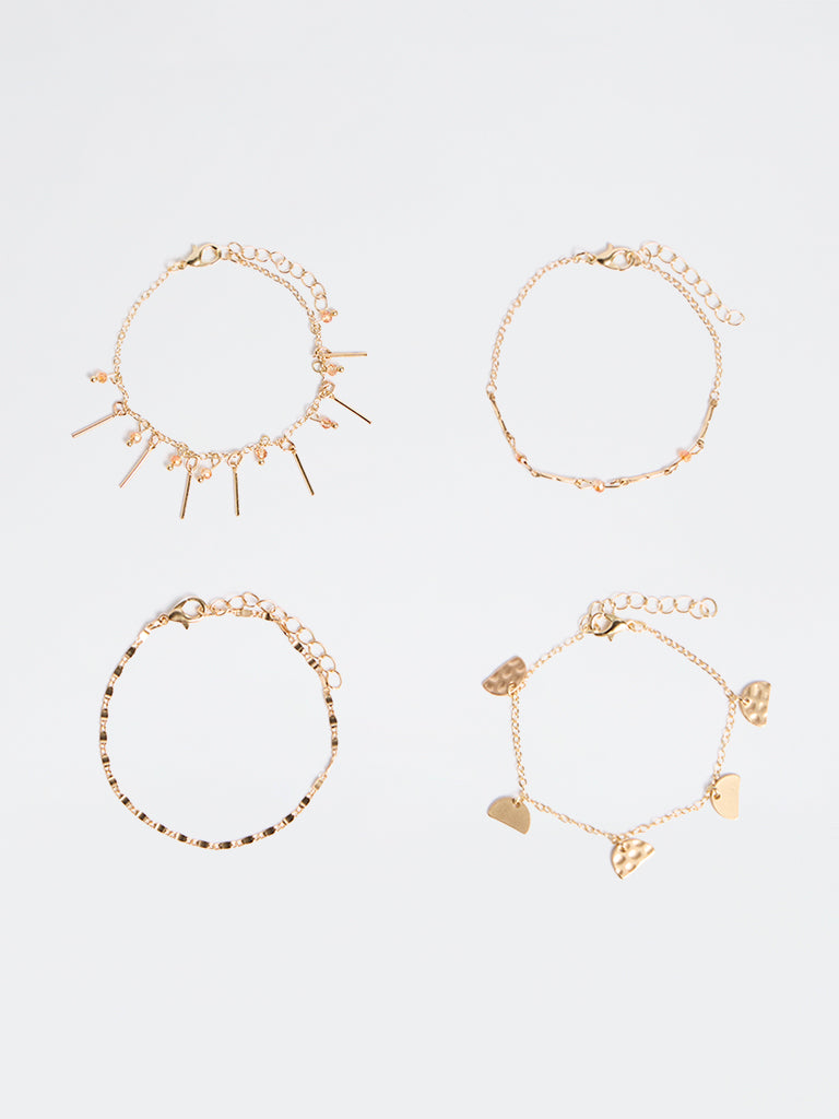 Westside Accessories Gold Multi-Chain Bracelets - Pack of 4