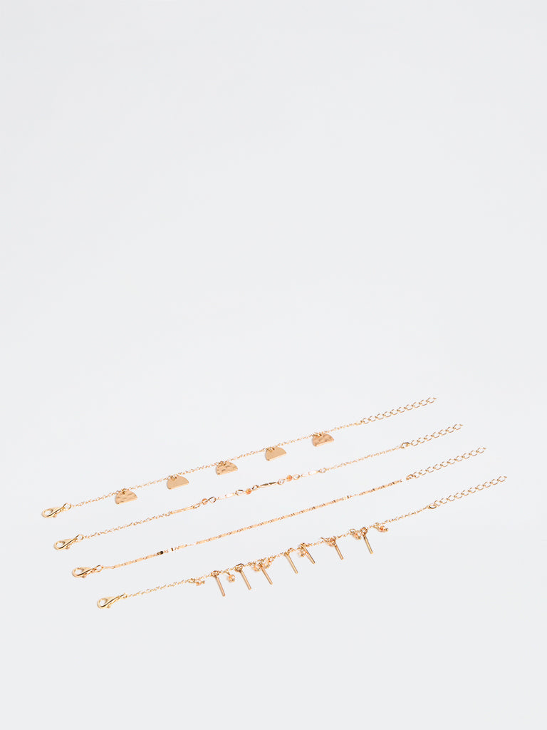 Westside Accessories Gold Multi-Chain Bracelets - Pack of 4
