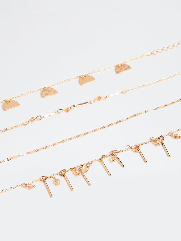 Westside Accessories Gold Multi-Chain Bracelets - Pack of 4