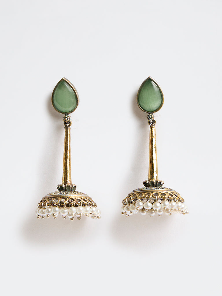 Westside Accessories Multicolour Pearlescent Statement Jhumki Earrings