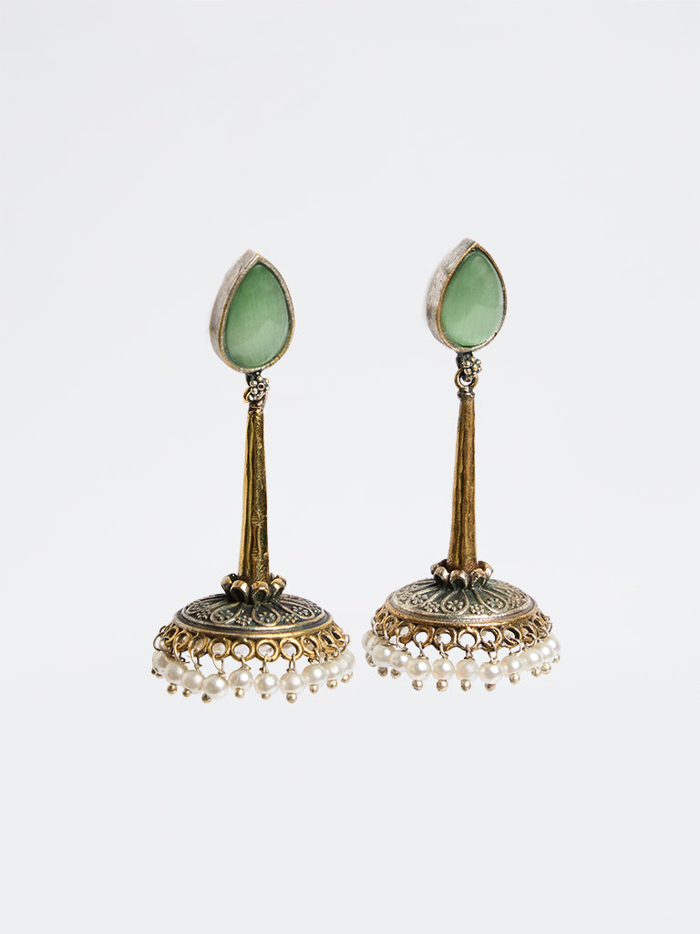 Westside Accessories Multicolour Pearlescent Statement Jhumki Earrings