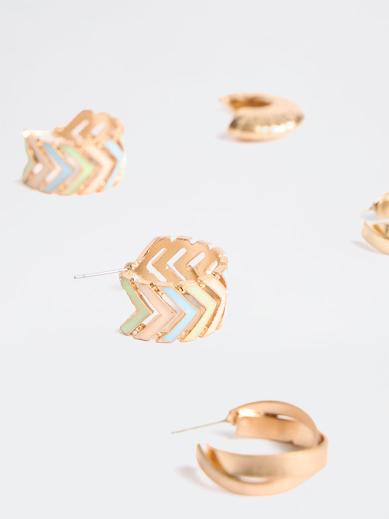 Westside Accessories Gold Multi-Design Hoop Earrings - Pack of 3