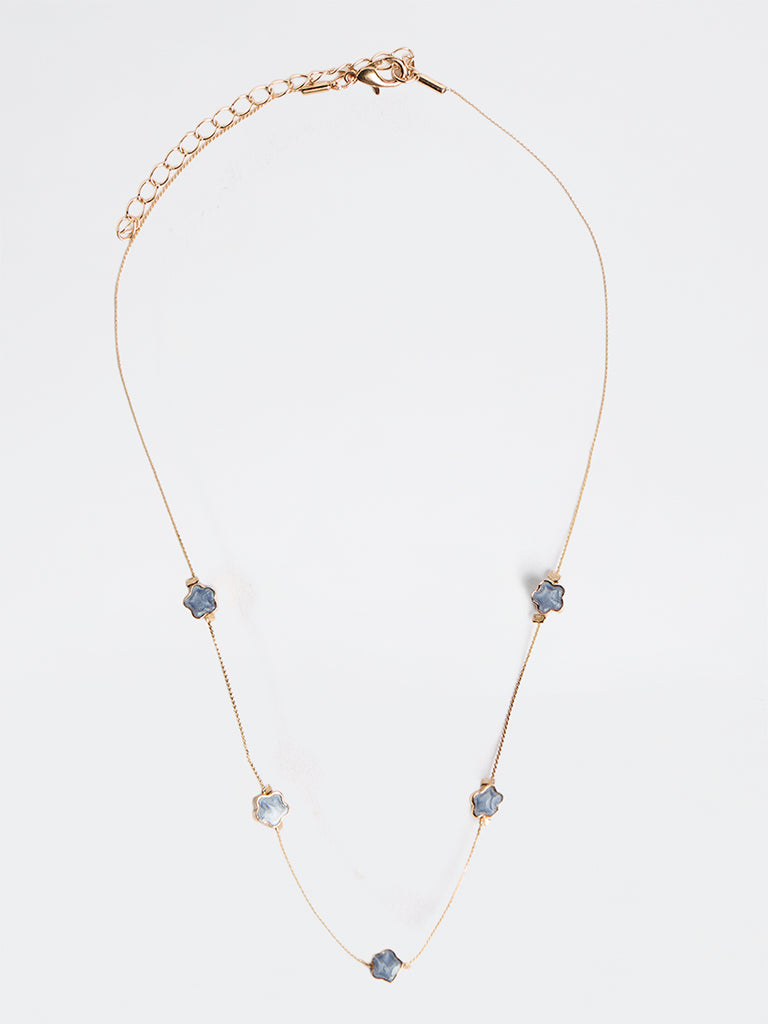 Westside Accessories Gold and Lilac Floral Charm Necklace