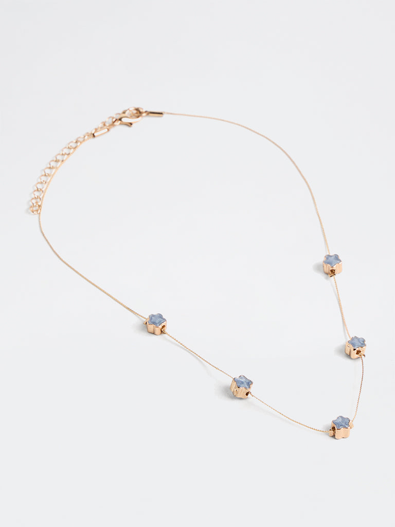 Westside Accessories Gold and Lilac Floral Charm Necklace