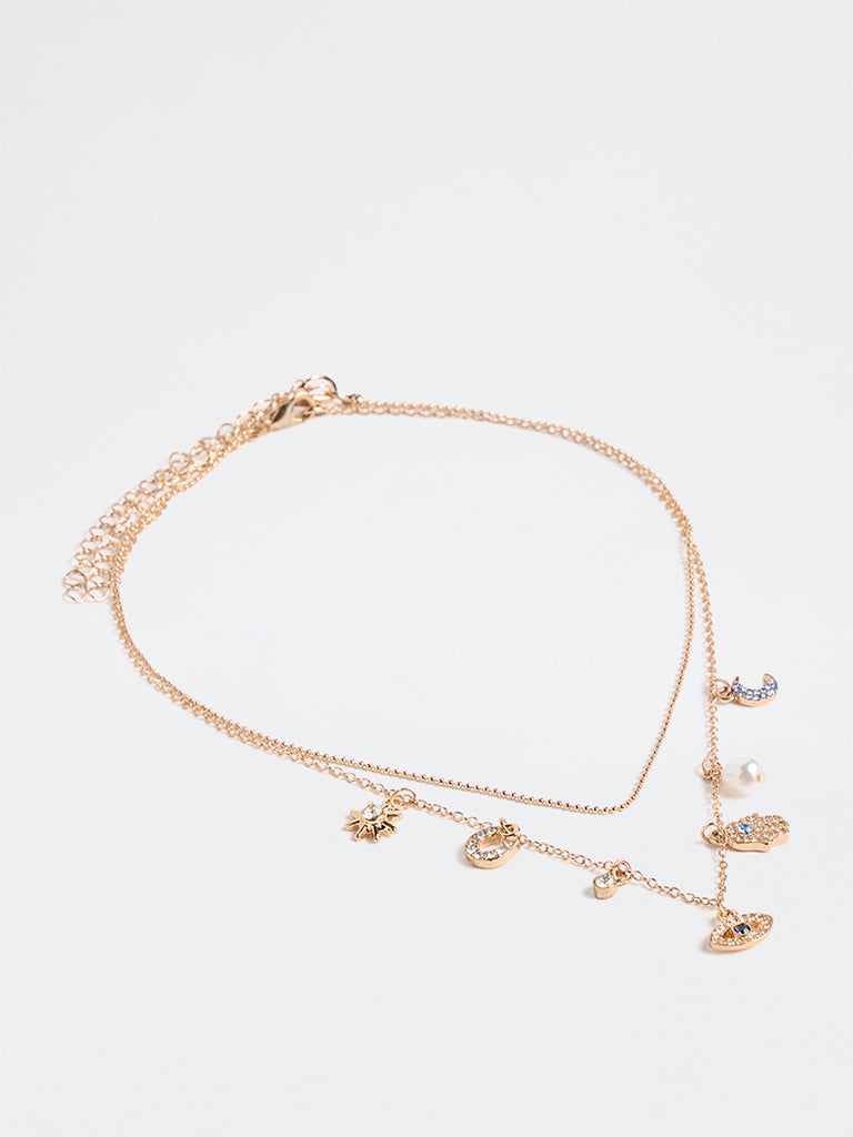 Westside Accessories Gold Multi-Charm Layered Necklace - Pack of 2