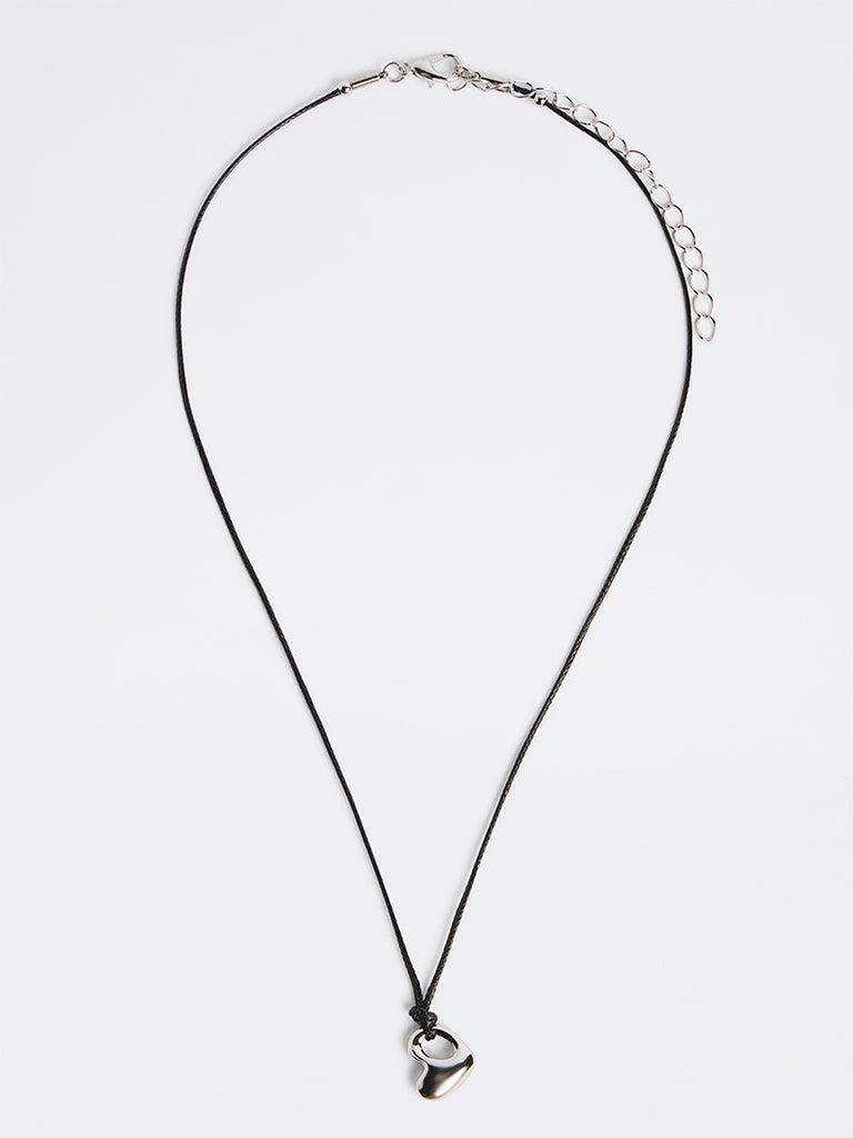 Westside Accessories Silver Heart Pendant Cord Necklace