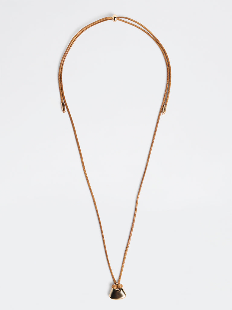Westside Accessories Gold Geometric Pendant Cord Necklace