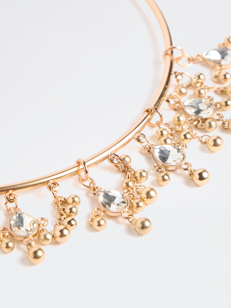 Westside Accessories Gold Dangling Charms Statement Hasli Necklace