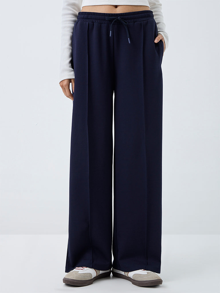 Nuoflexx Navy Pipeline-Detail High-Rise Track Pants